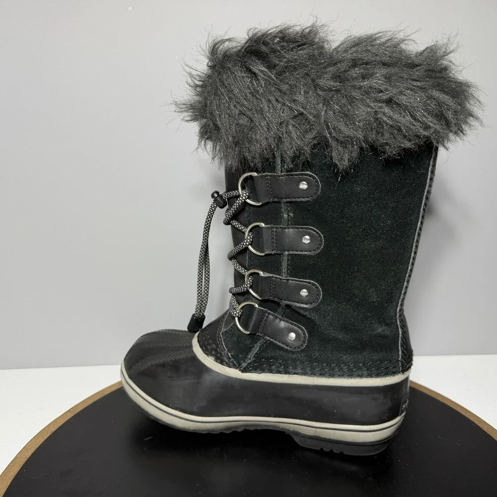 Sorel Joan Of Arctic Boots Youth Size‎ 2 Black Waterproof Faux Fur Snow Winter